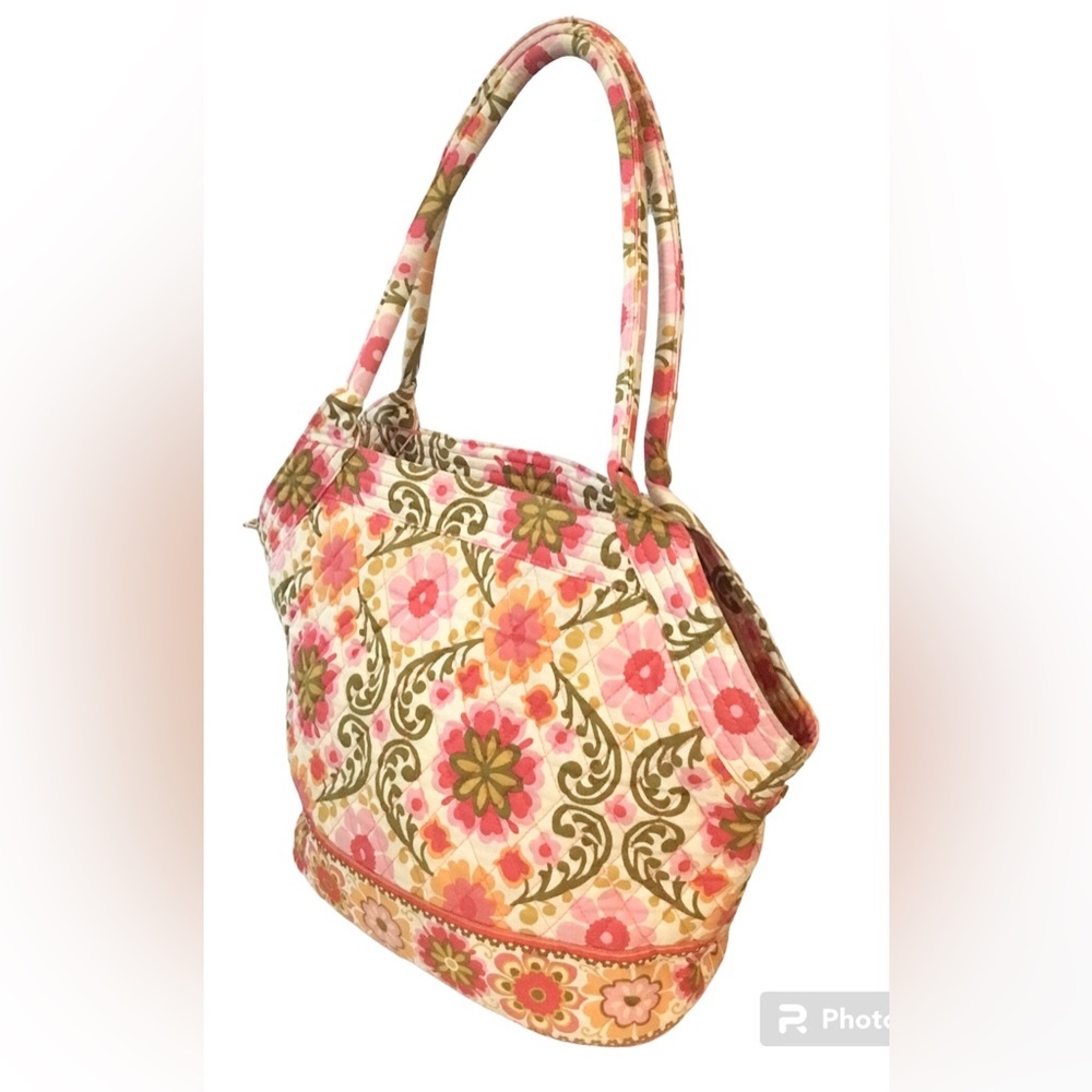Vera Bradley Alice Folkloric Bag Pink Yellow Retired Quilted Purse - Picture 8 of 11